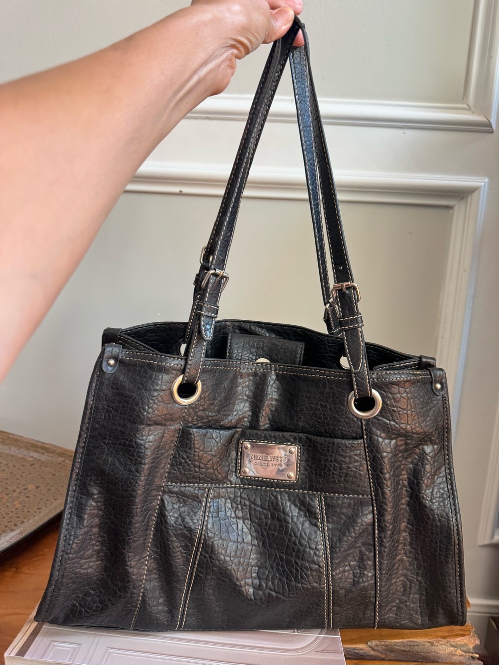 Nine West Textured Black Shoulder Bag